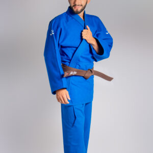 Kimono Trançado Ouro Judô Infantil Azul